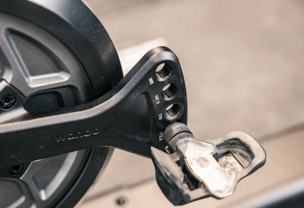 Kickr Bike crank length adjustment options.